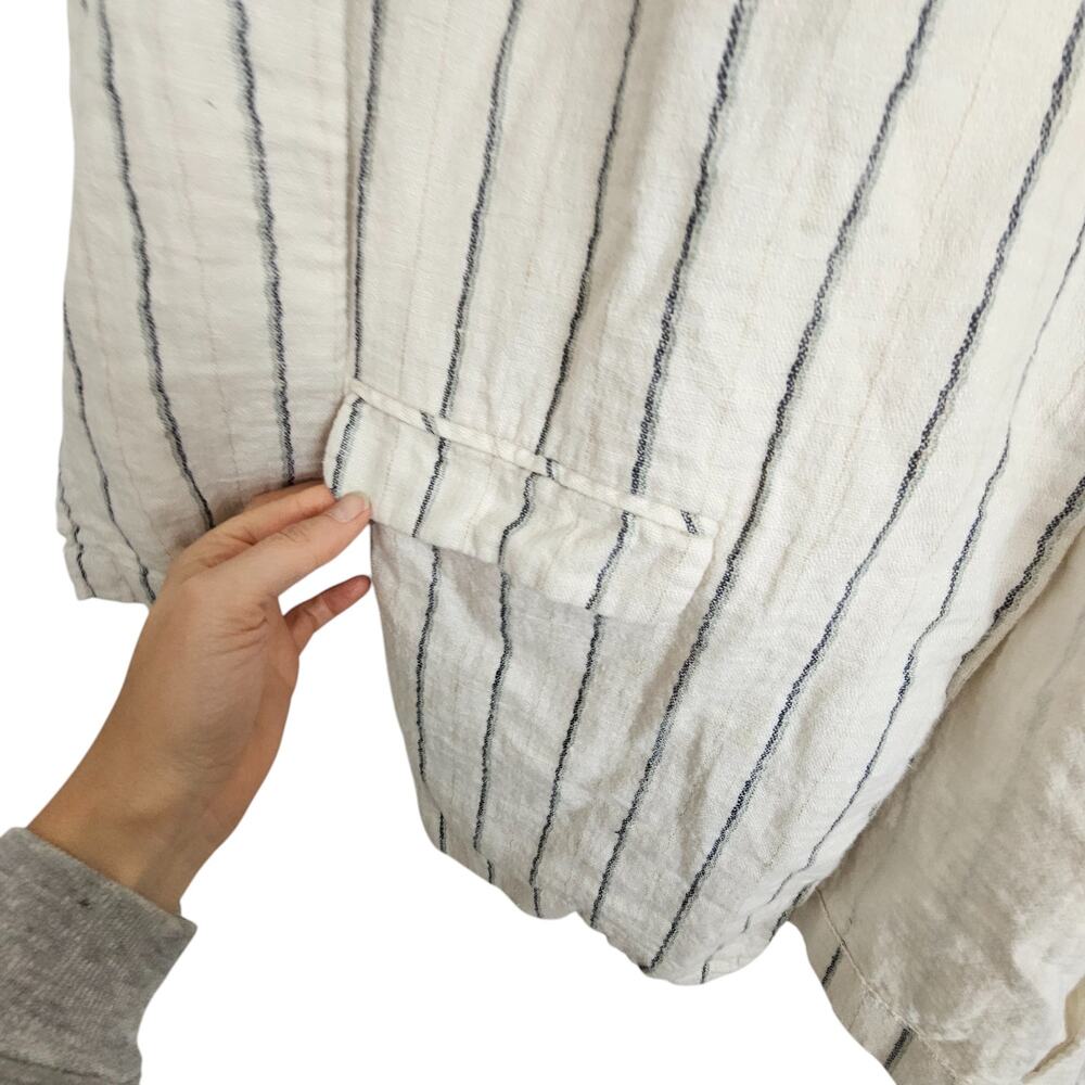 J. Jill Women Linen Cotton Striped Blazer Plus Size 1X Lagenlook Minimalist Open - Picture 4 of 9